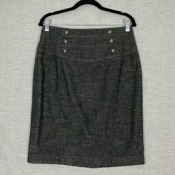 BCX Knee Length Skirt Black Denim Sz 11 Lightweight Zipper Back Closure - Picture 1 of 7